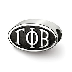 Gamma Phi Beta Sorority Black Oval Greek House Letters Bead in Sterling Silver
