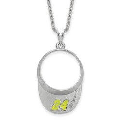 Jeff Gordon #24 3-D Visor Signature Pendant & Chain In Sterling Silver