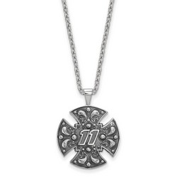 Denny Hamlin #11 Bali Style Maltese Cross Pendant & Chain In Sterling Silver