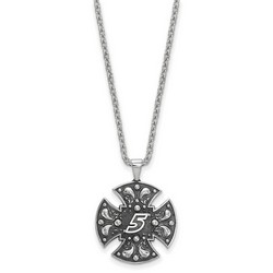 Kasey Kahne #5 Bali Style Maltese Cross Pendant & Chain In Sterling Silver