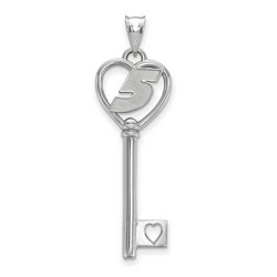 Kasey Kahne #5 1.5 Inch Number Heart Key Pendant In Sterling Silver 2.94 Gr