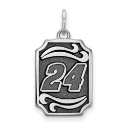 Jeff Gordon #24 Bali Style Dog Tag Style Pendant In Sterling Silver