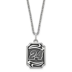 Jeff Gordon #24 Bali Style Dog Tag Style Pendant & Chain In Sterling Silver