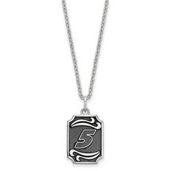 Kasey Kahne #5 Bali Style Dog Tag Style Pendant & Chain In Sterling Silver