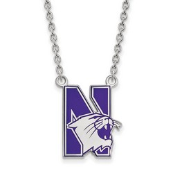Northwestern University Wildcats Large Sterling Silver Pendant Necklace 6.08 gr