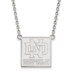 University of North Dakota Fighting Hawks Large Sterling Silver Pendant Necklace