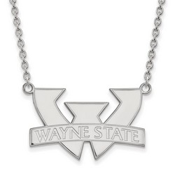 Wayne State University Warriors Large Pendant Necklace in Sterling Silver