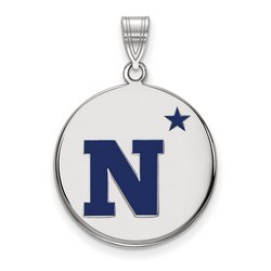 US Naval Academy Navy Midshipmen Large Disc Pendant in Sterling Silver 4.02 gr