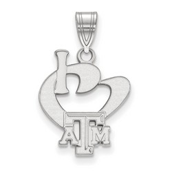 I Love Texas A&M University Aggies Large Logo Pendant in Sterling Silver 1.42 gr