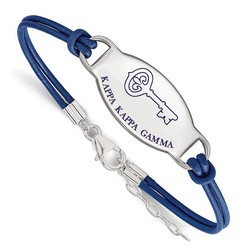 Kappa Kappa Gamma Sorority Enameled Leather Bracelet in Sterling Silver 5.40 gr