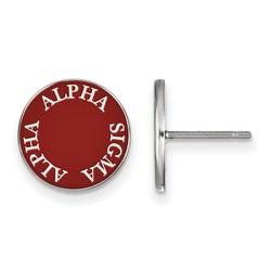Alpha Sigma Alpha Sorority Enameled Post Earrings in Sterling Silver 1.56 gr