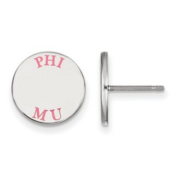 Phi Mu Sorority Enameled Post Earrings in Sterling Silver 2.30 gr