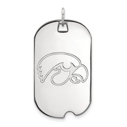 University of Iowa Hawkeyes Large Dog Tag in Sterling Silver 7.93 gr