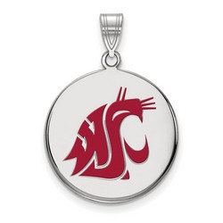 Washington State Cougars Large Disc Pendant in Sterling Silver 4.10 gr