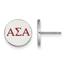 Alpha Sigma Alpha Sorority Enameled Sterling Silver Post Earrings 2.04 gr