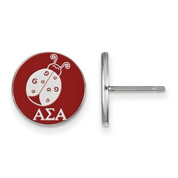 Alpha Sigma Alpha Sorority Enameled Sterling Silver Post Earrings 1.56 gr