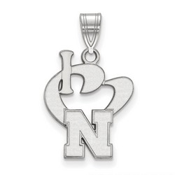 I Love University of Nebraska Cornhuskers Large Sterling Silver Logo Pendant