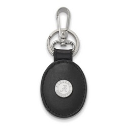 University of Alabama Crimson Tide Black Leather Oval Sterling Silver Key Chain