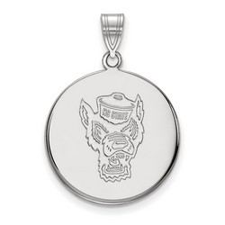 NC State University Wolfpack Large Disc Pendant in Sterling Silver 4.38 gr