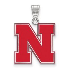 University of Nebraska Cornhuskers Large Pendant in Sterling Silver 2.94 gr