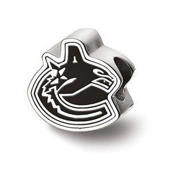 Vancouver Canucks Extruded C Logo Black Enameled Bead in Sterling Silver
