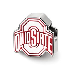 Ohio State University Buckeyes Block O Extruded Red Bead in Sterling Silver