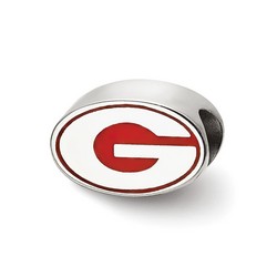 University of Georgia Bulldogs G Logo Enameled Logo Bead in Sterling Silver