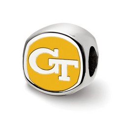 Georgia Tech Yellow Jackets Cushion Shaped Logo Bead in Sterling Silver