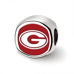 University of Georgia Bulldogs Cushion Shaped Logo Bead in Sterling Silver
