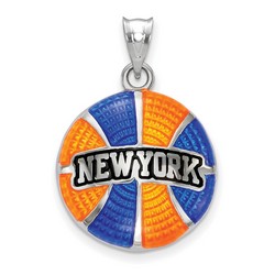 New York Knicks Basketball Pendant in Sterling Silver