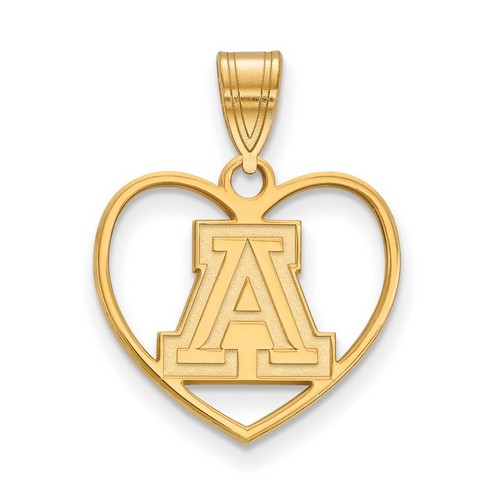 University of Arizona Wildcats Gold Plated Silver Pendant in Heart 1.29 gr