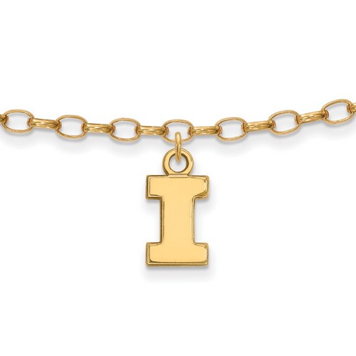University of Illinois Fighting Illini Gold Plated Silver Anklet 2.97 gr