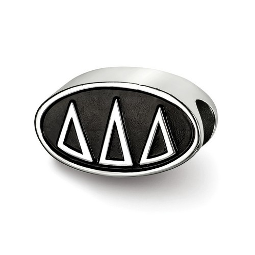Tri Delta Sorority Black Oval Greek House Letters Bead in Sterling Silver