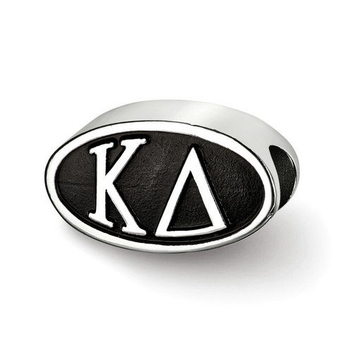 Kappa Delta Sorority Black Oval Greek House Letters Bead in Sterling Silver