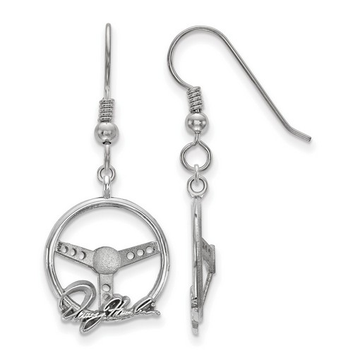 Denny Hamlin #11 Name On Steering Wheel Sterling Silver Shepherd's Hook Earrings