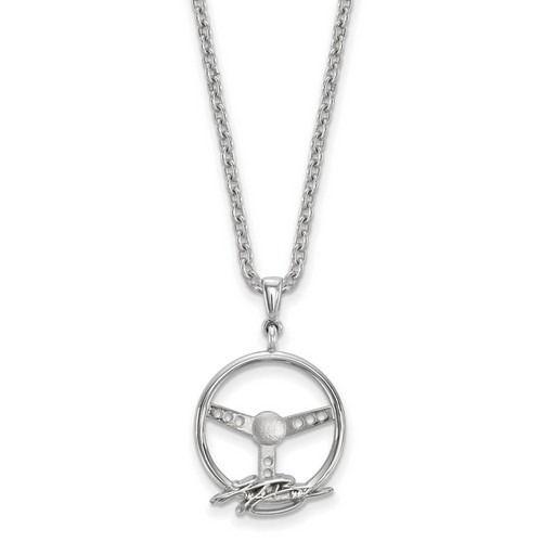 Kyle Busch #18 Signature On Steering Wheel Sterling Silver Pendant & Chain