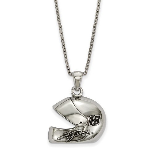 Kyle Busch #18 Helmet Number & Signature Stainless Steel Pendant & Chain