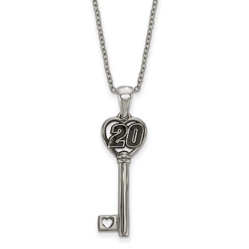 Matt Kenseth #20 Stainless Steel Number In Heart Key Pendant