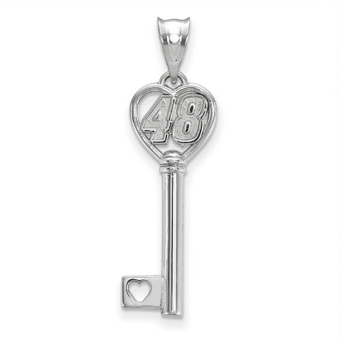 Jimmie Johnson #48 Car Number in Heart Key Sterling Silver Pendant