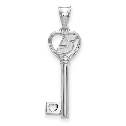 Kasey Kahne #5 Car Number in Heart Key Sterling Silver Pendant