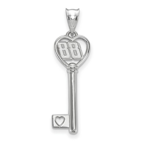 Dale Earnhardt Jr #88 Car Number in Heart Key Sterling Silver Pendant