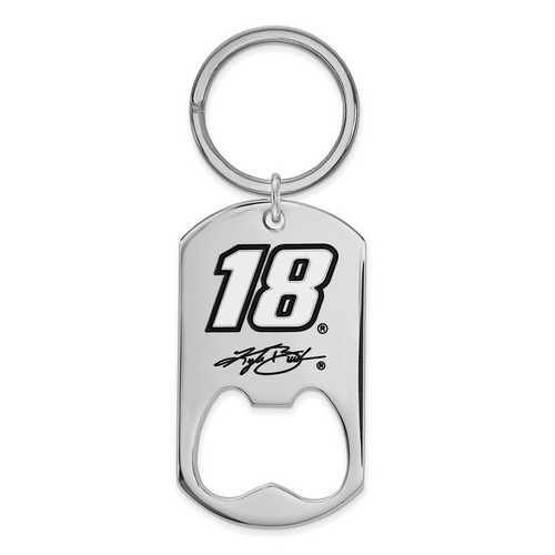 Kyle Busch #18 Stainless Steel Dog Tag Bottle Opener & Keychain