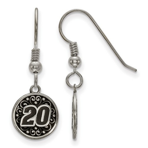 Matt Kenseth #20 Round Car Number Stainless Steel Shepherd Hook Earrings