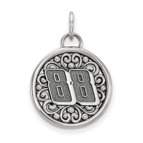 Dale Earnhardt Jr #88 Round Bali Style Car Number Pendant In Sterling Silver