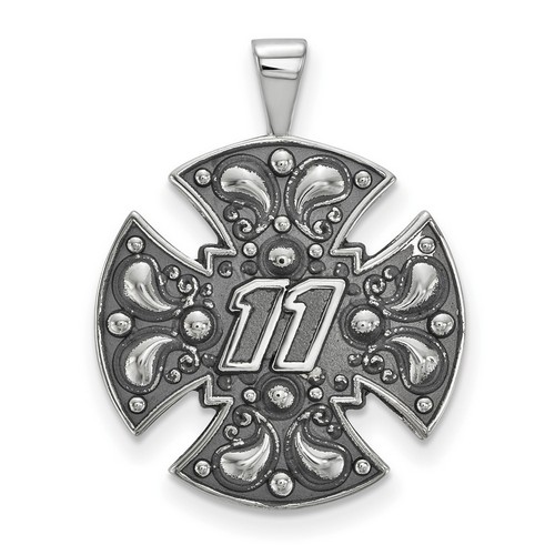 Denny Hamlin #11 Bali Style Maltese Cross Pendant In Sterling Silver