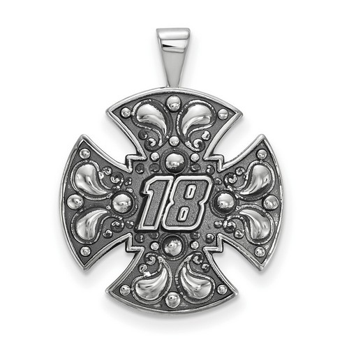 Kyle Busch #18 Bali Style Maltese Cross Pendant In Sterling Silver
