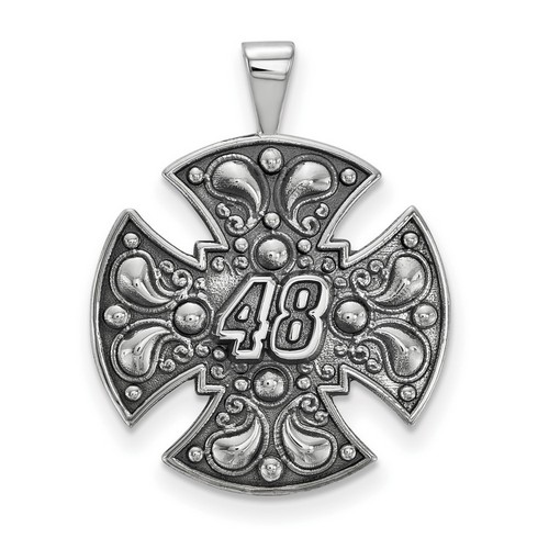 Jimmie Johnson #48 Bali Style Maltese Cross Pendant In Sterling Silver