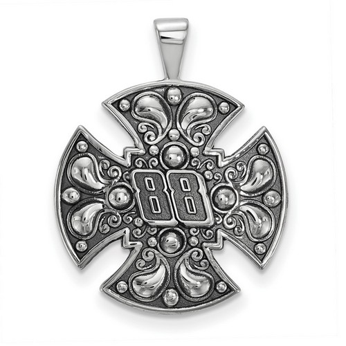 Dale Earnhardt Jr #88 Bali Style Maltese Cross Pendant In Sterling Silver