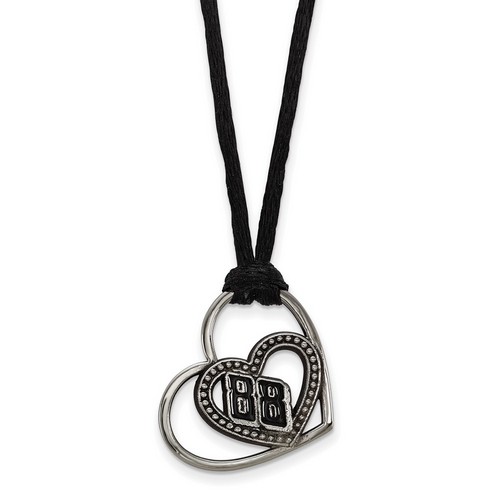 Dale Earnhardt Jr #88 Stainless Steel Number In Two Hearts Pendant & Black Cord