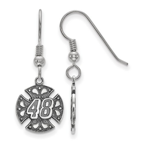 Jimmie Johnson #48 Bali Style Maltese Cross Earrings In Sterling Silver